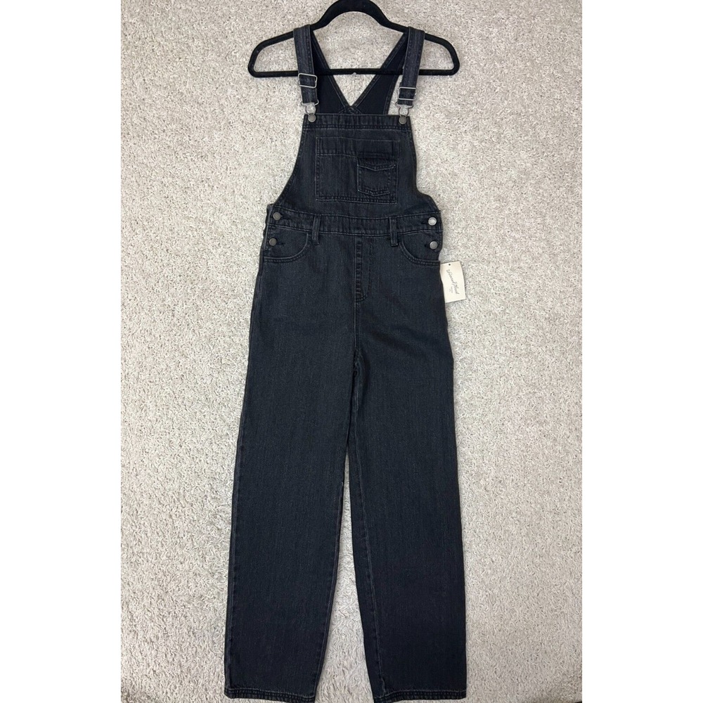 Universal Thread Bib Overalls Womens 0 Black Denim Straight Leg Boho Festival